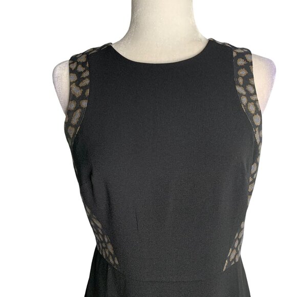 Ann Taylor Sleeveless Sheath Dress 4 Black Metallic Animal Print Zipper Lined - Picture 2 of 7